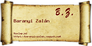 Baranyi Zalán névjegykártya